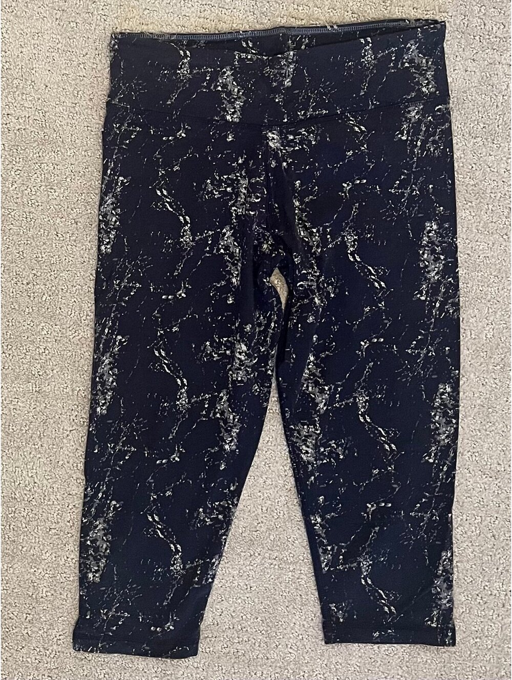 Women's Tasc Nola Cropped Leggings Capri Leggings Milky Way Sz M, Navy, 16"